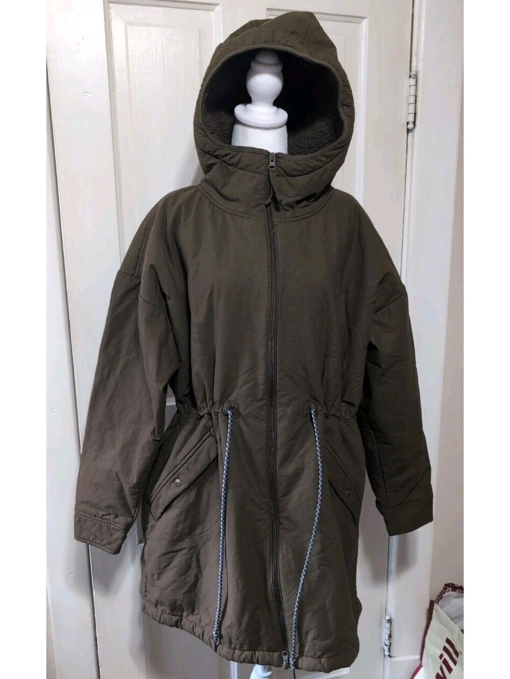 Columbia Crystal Crest Quilted Jacket Sherpa Lined Gorpcore Womans XL Green(C)